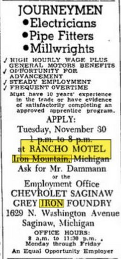 Rancho Motel - Nov 1965 Ad (newer photo)